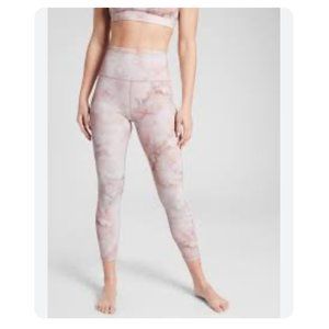 Athleta Elation Snow Dye 7/8 Tight Womens M Pink Snow Dye Legging High Rise